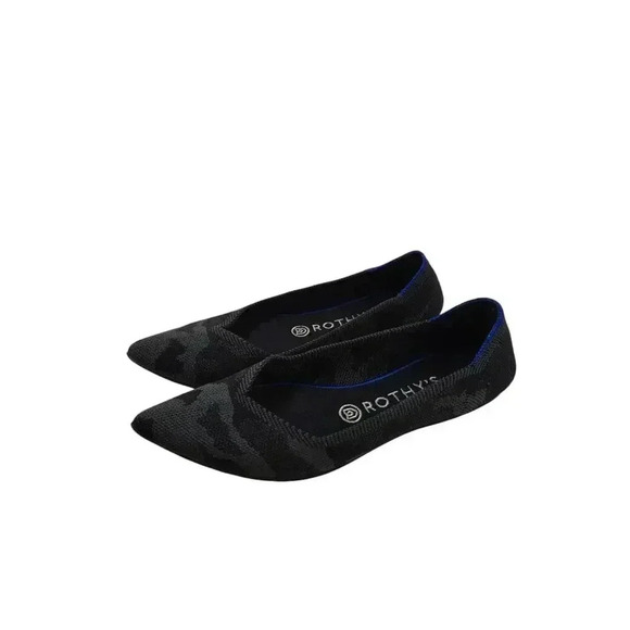 Rothy's The Point Flats Gray Black Camo Slip On Knit Washable Ballet Size 8W - Picture 4 of 6